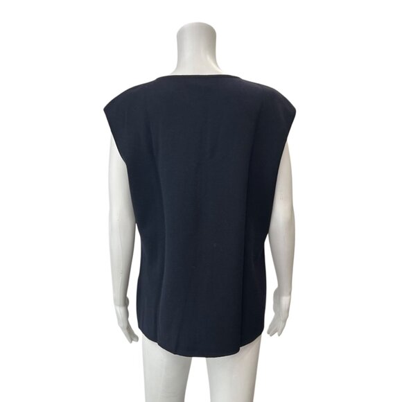 escada Black Sweater Tank Seam Cap Sleeve Wool Top size FR 44/12 - Picture 4 of 7